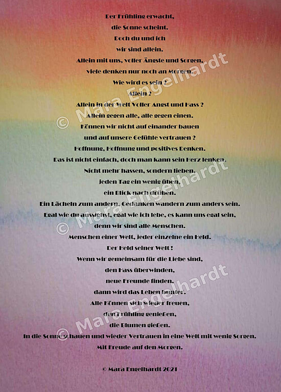 Postkarte "Der Frühling ist erwacht" - Gedicht von Mara Engelhardt